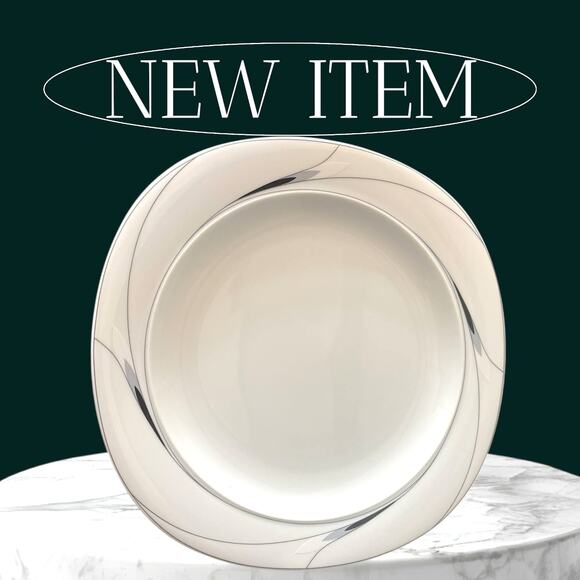 Vintage Mikasa PLATTER Fine China CAVIER L5806 White Gray Black Made in Japan! - Picture 1 of 4